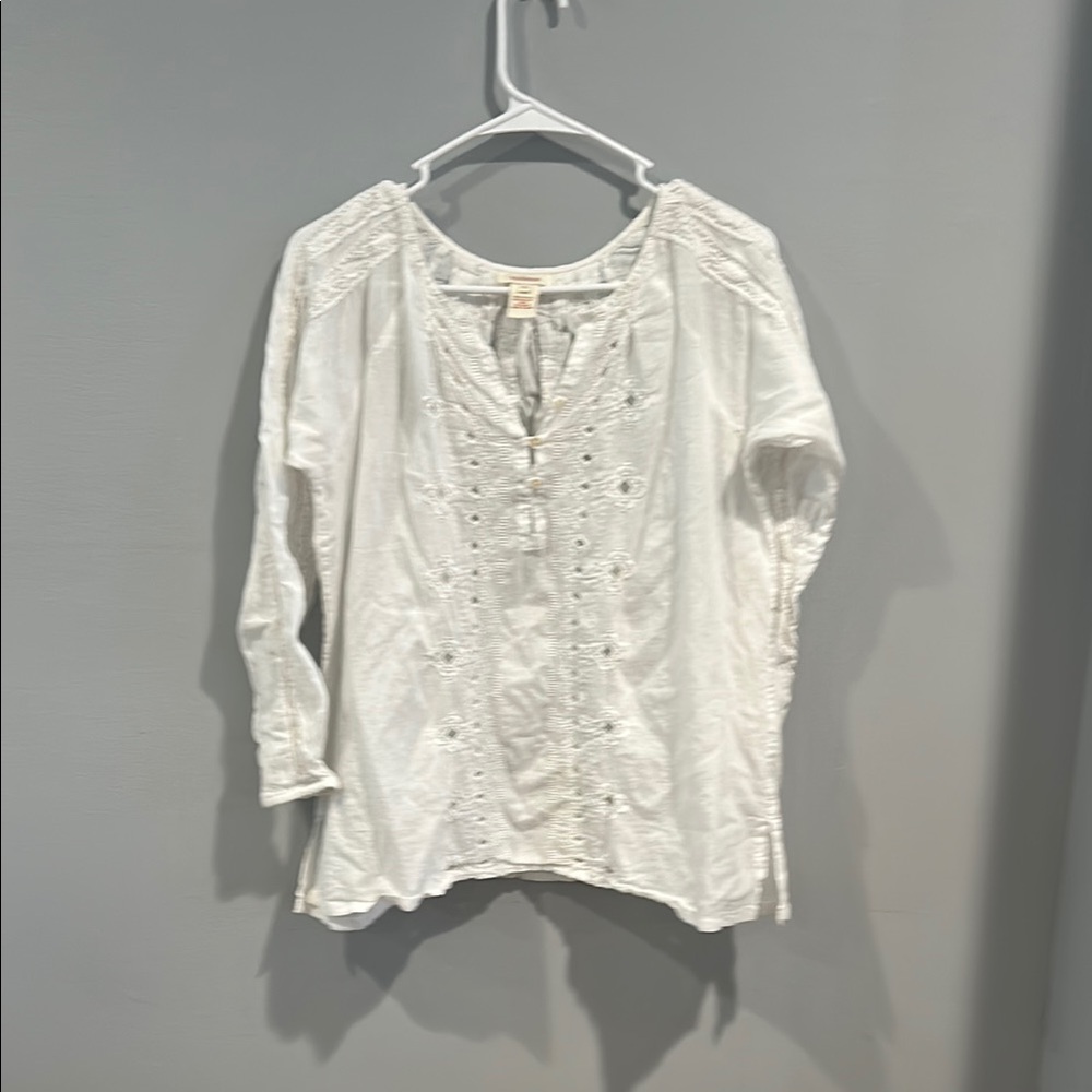 White Embroidered Women's Top